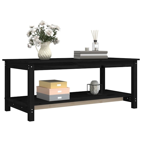 vidaXL Soffbord svart 110x55x45 cm massiv furu Svart