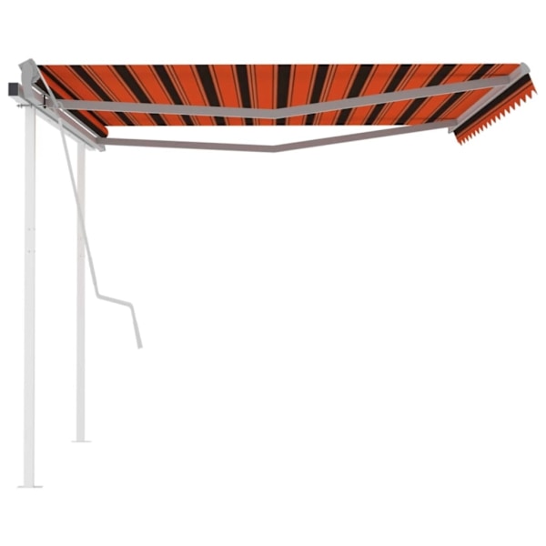 vidaXL Markis med stolpar manuellt infällbar 4x3,5 m orange och brun Flerfärgsdesign