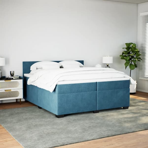 vidaXL Ramsäng med madrass mörkblå 200x200 cm sammet Blå