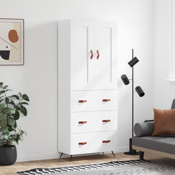 vidaXL Högskåp vit 69,5x34x180 cm konstruerat trä Vit