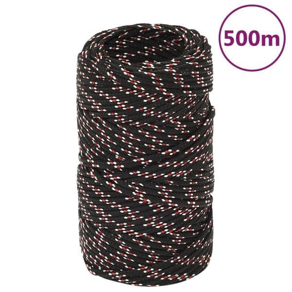 vidaXL Båtlina svart 2 mm 500 m polypropen