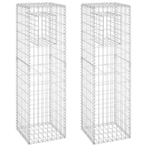 vidaXL Gabionkorgar 2 st stolpformade 40x40x140 cm järn Silver