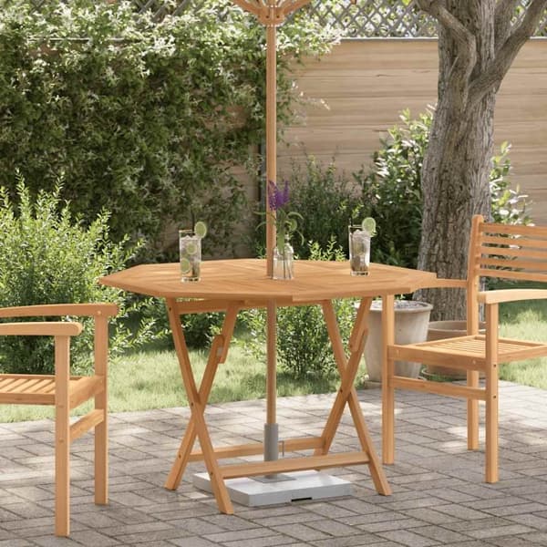 vidaXL Hopfällbart trädgårdsbord 110x110x75 cm massiv teak Brun