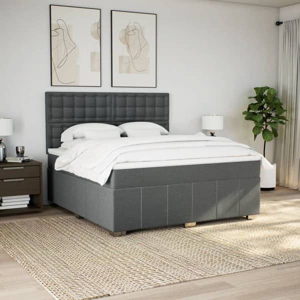 vidaXL Ramsäng med madrass mörkgrå 180x200 cm tyg Grå