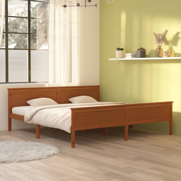 vidaXL Sängram honungsbrun massiv furu 200x200 cm Brun