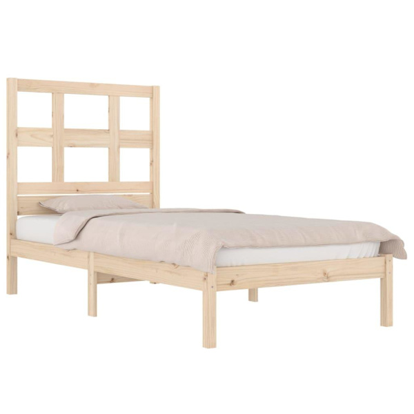 vidaXL Sängram massiv furu 90x190 cm Brun
