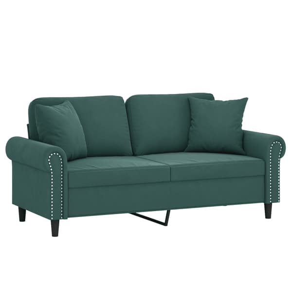 vidaXL 2-sitssoffa med prydnadskuddar mörkgrön 140 cm sammet Grön