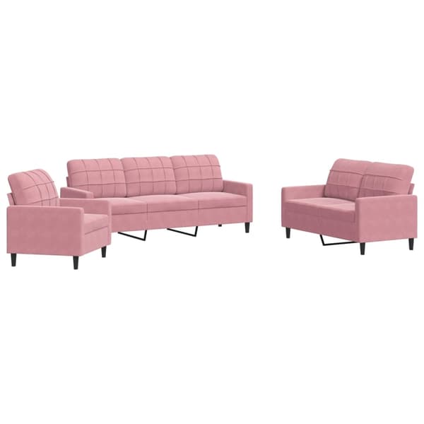 vidaXL Soffgrupp med dynor 3 delar rosa sammet Rosa