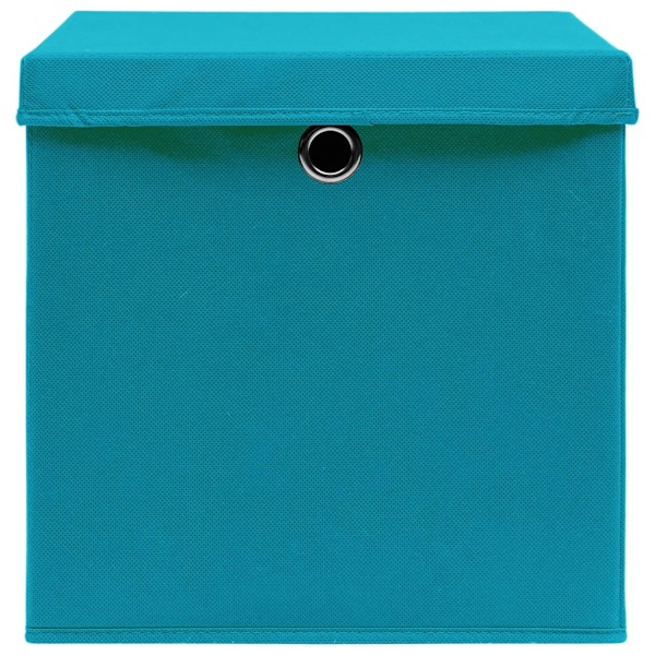 vidaXL Förvaringslådor med lock 4 st babyblå 32x32x32 cm tyg Blå