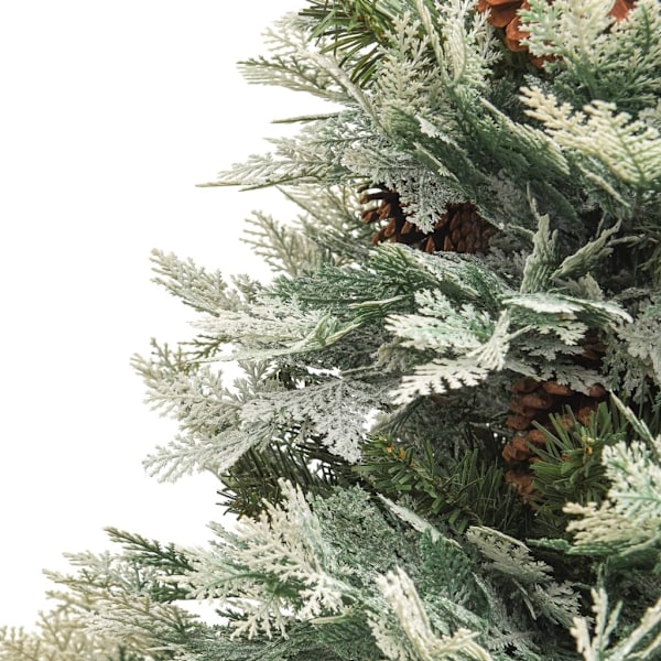 vidaXL Belyst julgran med kottar grön 120 cm PVC&PE Grön