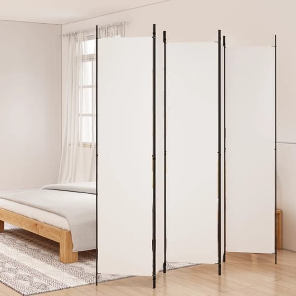 vidaXL Rumsavdelare 5 paneler vit 250x220 cm tyg Vit
