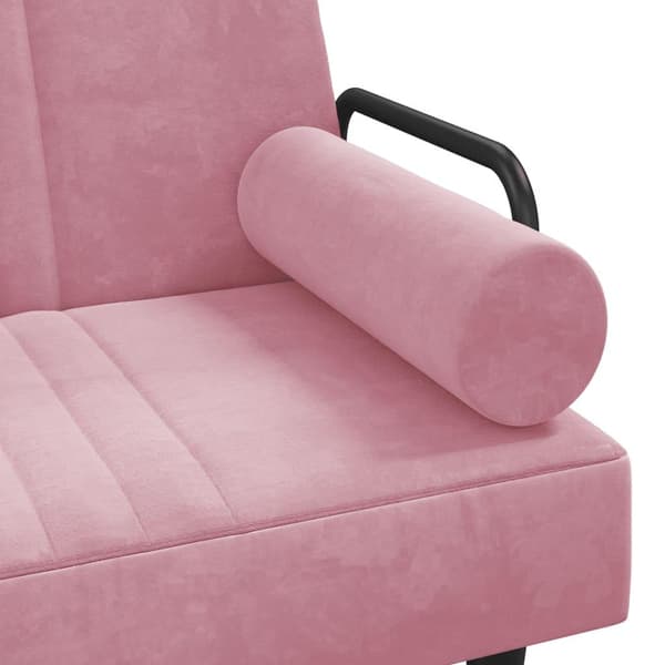 vidaXL Bäddsoffa med armstöd rosa sammet Rosa