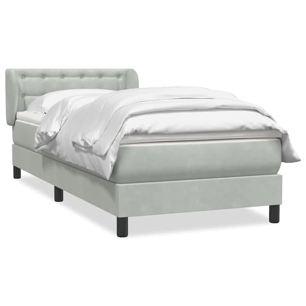 vidaXL Ramsäng med madrass ljusgrå 90x210 cm sammet Grå