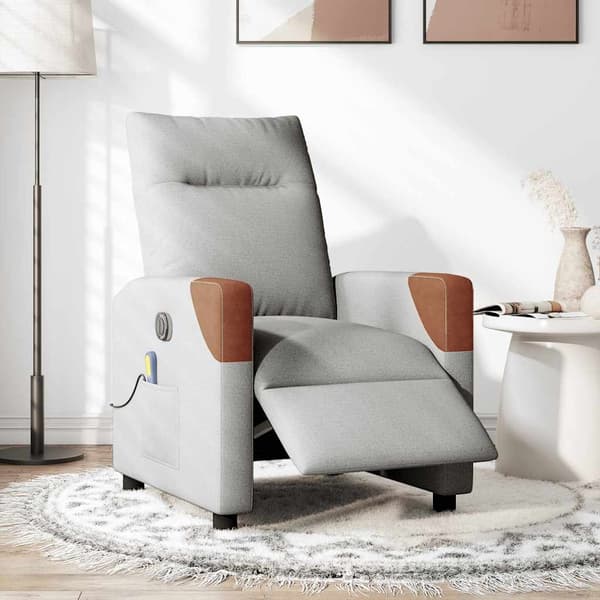 vidaXL Elektrisk massagefåtölj molngrå tyg Grå