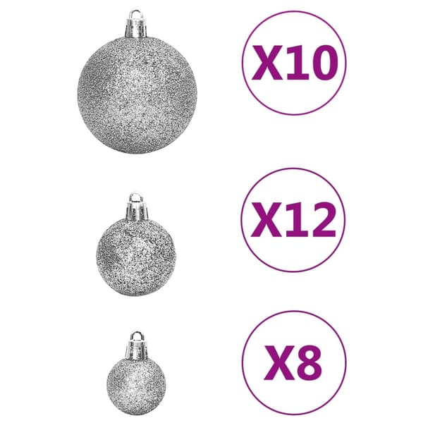 vidaXL Julgranskulor 111 delar silver polystyren Silver