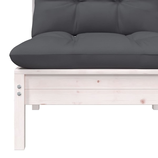 vidaXL Loungegrupp med dynor 3 delar vit massiv furu Vit