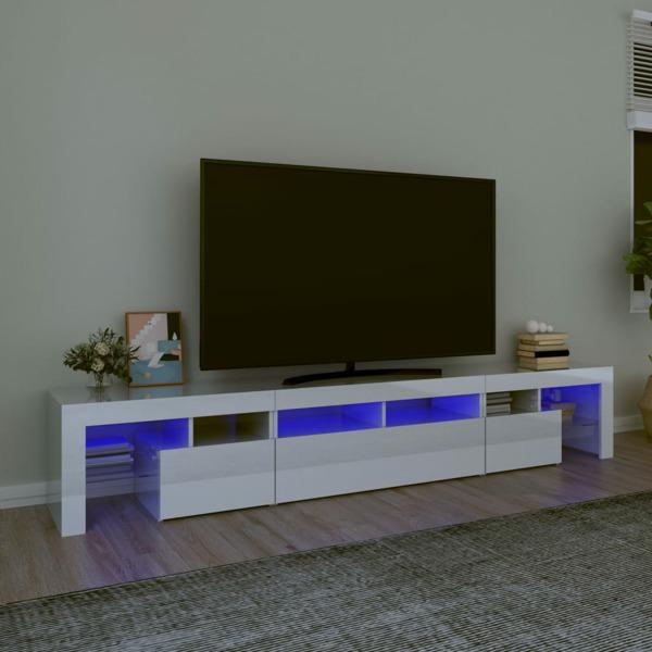 vidaXL Tv-bänk med LED-belysning vit högglans 230x36,5x40 cm Vit