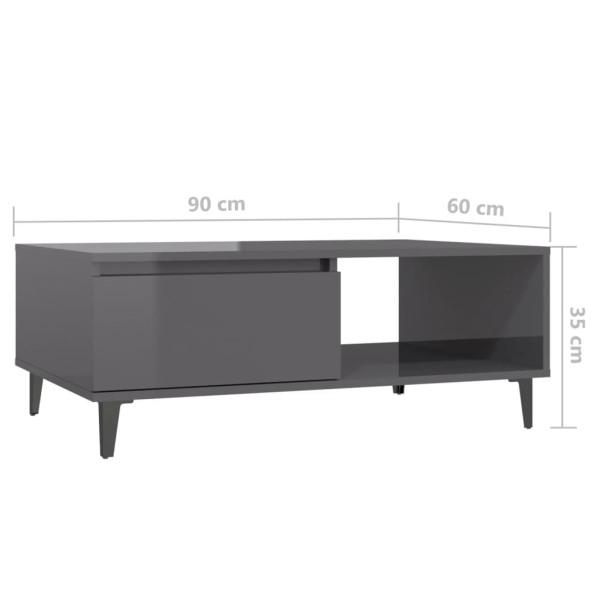 vidaXL Soffbord grå högglans 90x60x35 cm spånskiva grå
