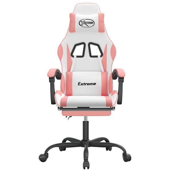 vidaXL Snurrbar gamingstol med fotstöd vit och rosa konstläder Rosa
