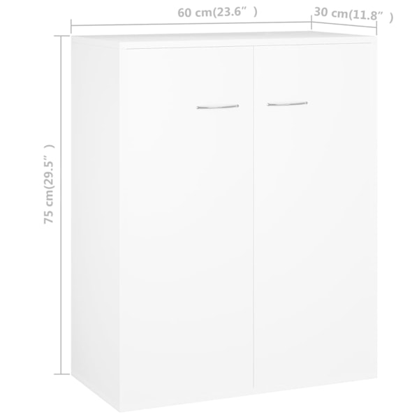 vidaXL Skänk vit 60x30x75 cm konstruerat trä Vit