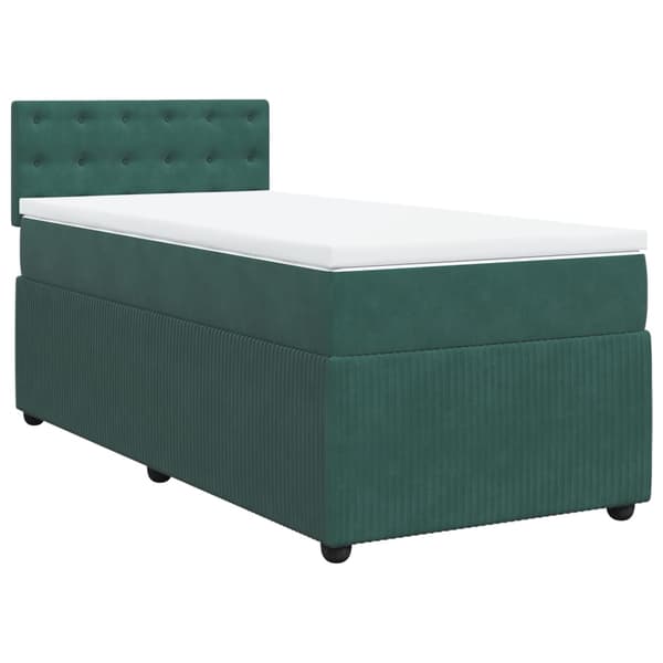 vidaXL Ramsäng med madrass mörkgrön 90x200 cm sammet Grön