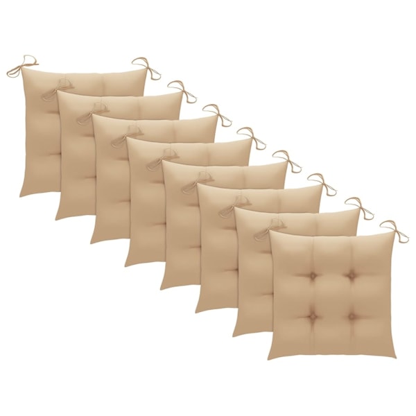 vidaXL Stapelbara trädgårdsstolar med dynor 8 st massiv teak Beige