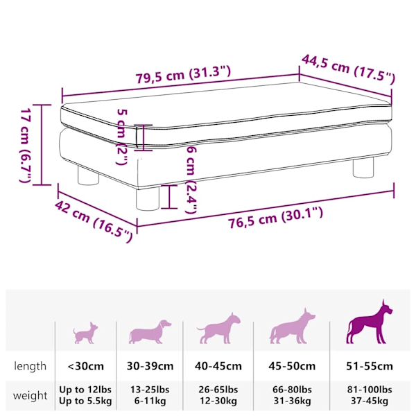 vidaXL Hundbädd med förlängning grå 100x50x30 cm konstläder Grå