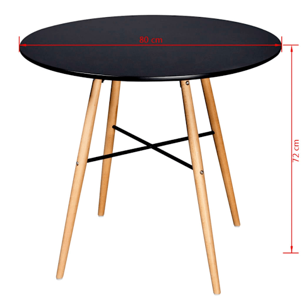 vidaXL Matt Svart Runt Matbord Svart