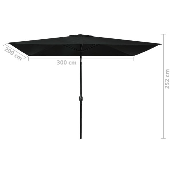 vidaXL Trädgårdsparasoll med metallstång 300x200 cm svart Svart