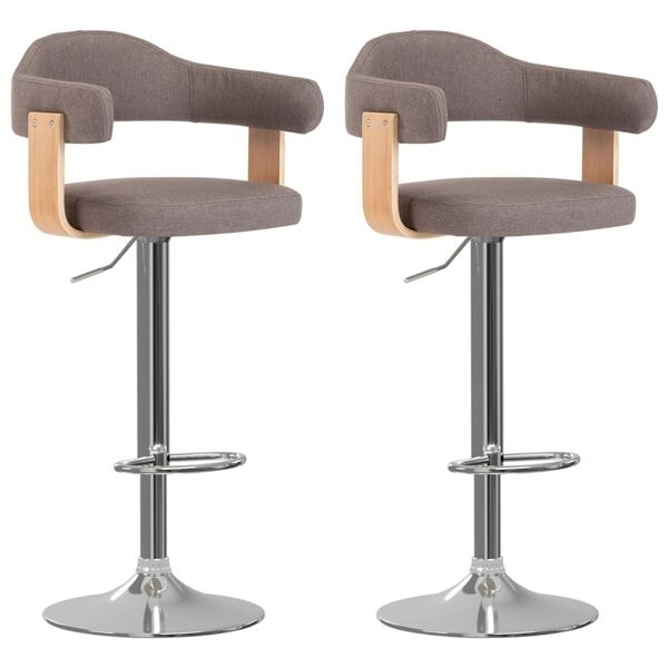 vidaXL Barstolar 2 st taupe böjträ och tyg Taupe
