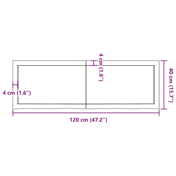 vidaXL Bordsskiva mörkbrun 120x40x(2-4) cm behandlad massiv ek Brun