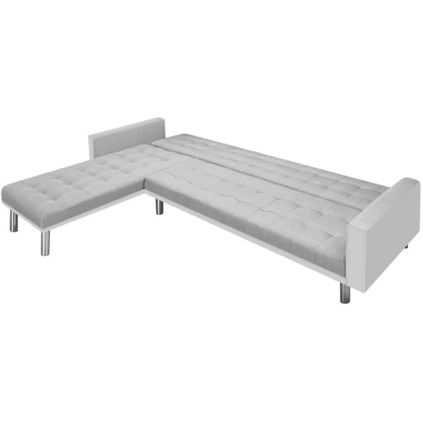 vidaXL Bäddsoffa tyg 218x155x69 cm vit och grå grå
