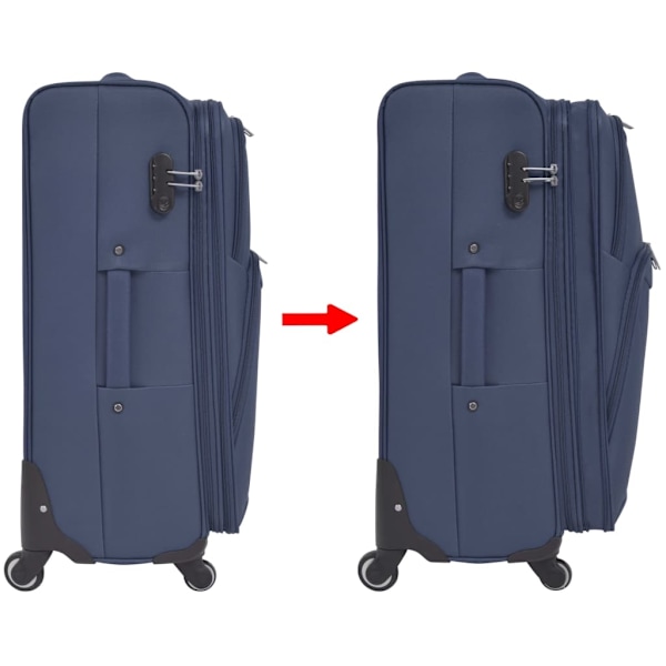 vidaXL Resväskor 3 st marinblå soft case Blå