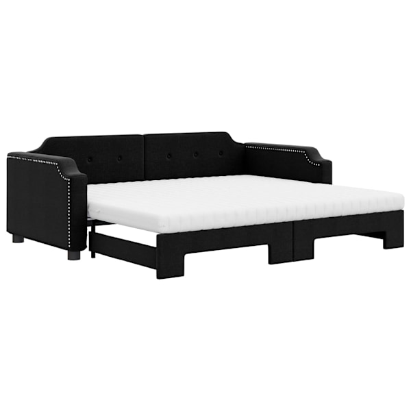 vidaXL Dagbädd med extrabädd och madrasser svart 90x190 cm tyg Svart
