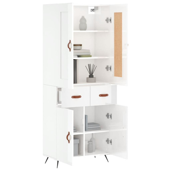 vidaXL Högskåp högglans vit 69,5x34x180 cm konstruerat trä Vit