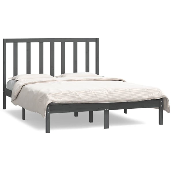vidaXL Sängram grå massiv furu 140x190 cm Grå