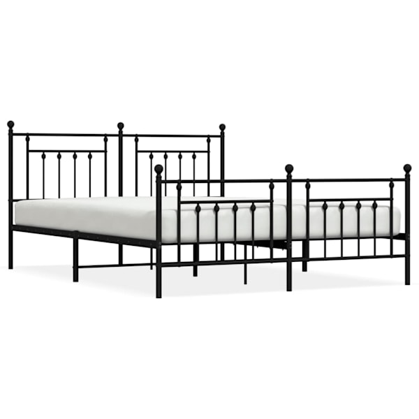 vidaXL Sängram utan madrass med fotgavel metall svart 160x200 cm Svart
