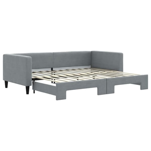 vidaXL Dagbädd utdragbar ljusgrå 90x200 cm tyg Grå