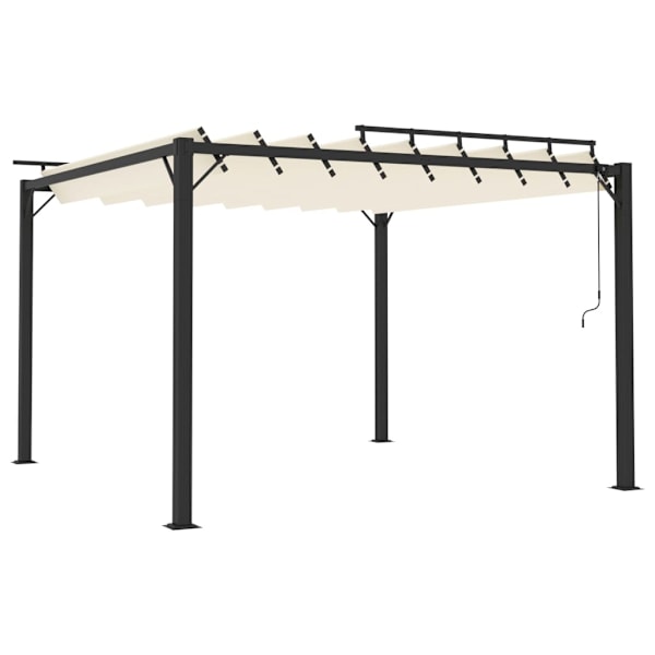 vidaXL Paviljong med lamelltak 3x3 m gräddvit tyg och aluminium Creme