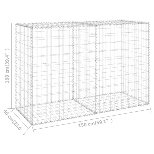 vidaXL Gabionmur galvaniserat stål 150x60x100 cm Silver