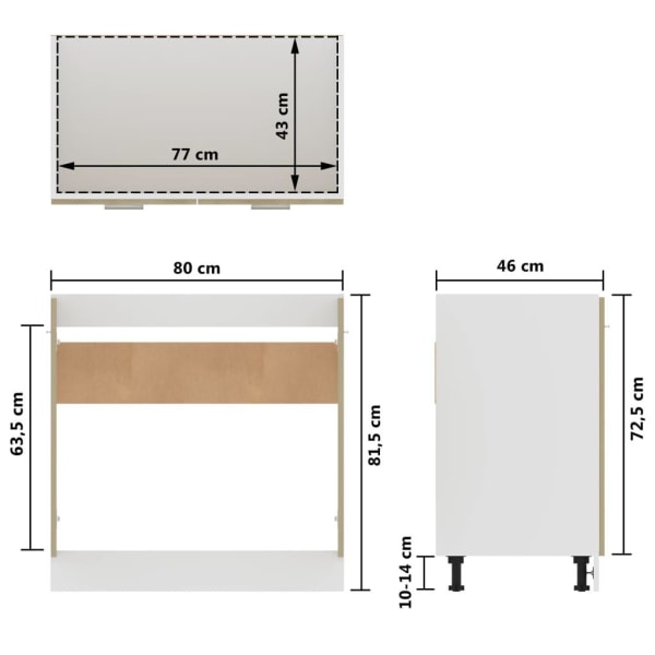 vidaXL Underskåp för diskho sonoma-ek 80x46x81,5 cm konstruerat Brun