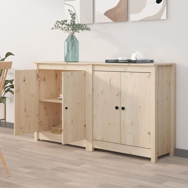 vidaXL Skänkar 2 st 70x35x80 cm massiv furu Brun