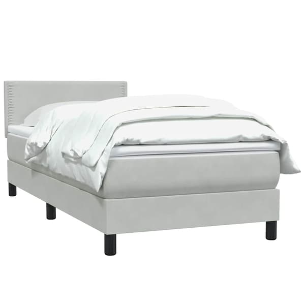 vidaXL Ramsäng med madrass ljusgrå 90x210 cm sammet Grå