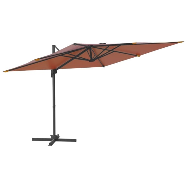 vidaXL Frihängande parasoll LED terrakotta 400x300 cm Orange