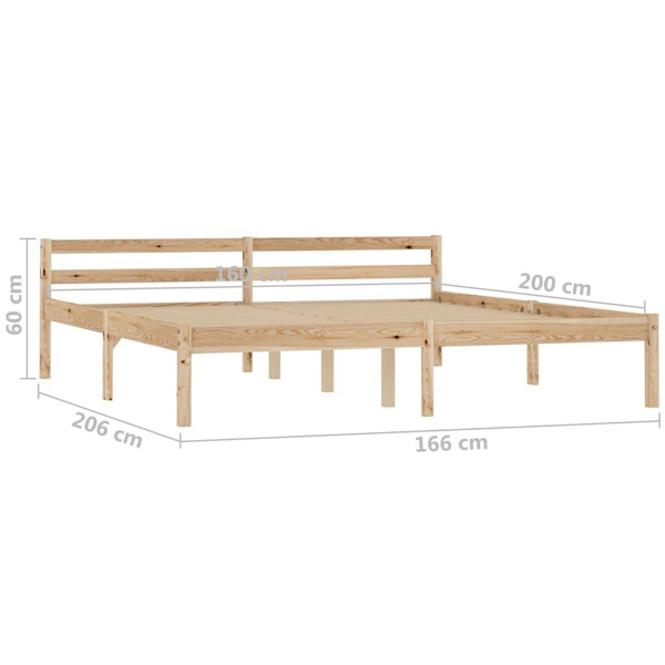 vidaXL Sängram massiv furu 160x200 cm Brun