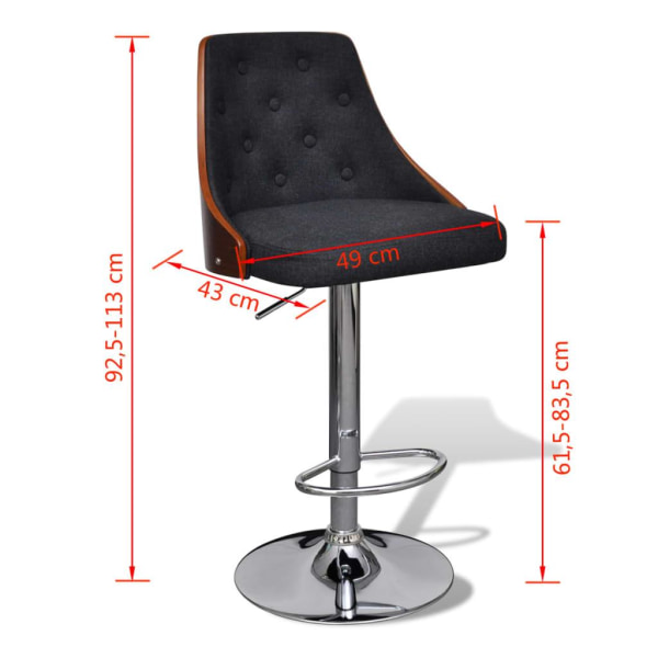 vidaXL Justerbar barstol med ryggstöd 2 st grå