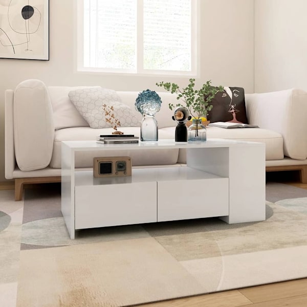 vidaXL Soffbord vit 102x55x42 cm konstruerat trä Vit