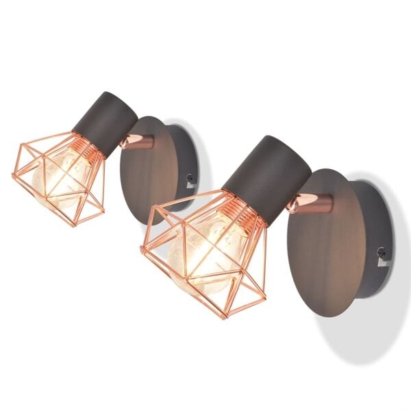 vidaXL Vägglampor 2 st med LED-filamentlampor 8 W Svart, Koppar