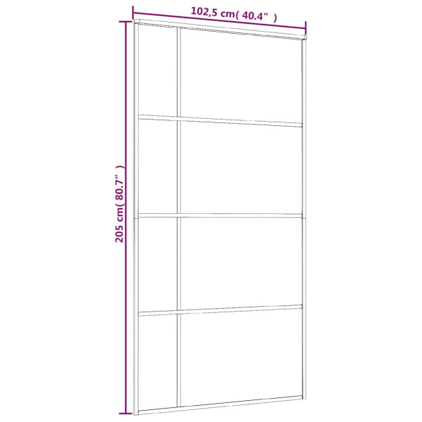 vidaXL Skjutdörr ESG-glas och aluminium 102,5x205 cm svart Svart