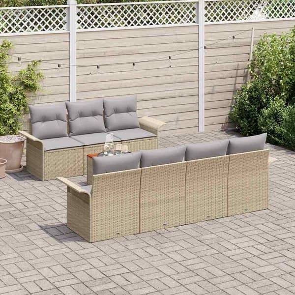 vidaXL Trädgårdsoffset 8 st Beige konstrotting Beige